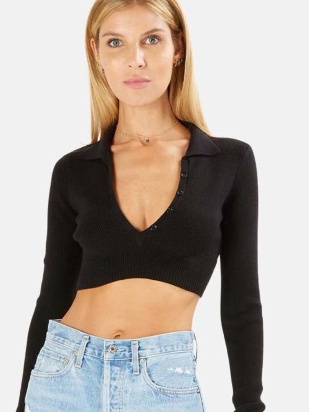 Sexy For Love & Lemons Mona Cropped Polo Sweater, NWT, XS